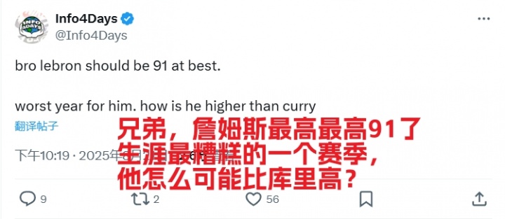 詹姆斯2K26能力值94引球迷炸锅：最少96！凭啥库里比老詹高？
